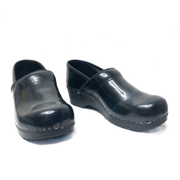 Sanita Classic Danish Clog Black Speckle Patent Leather Slide On 40 - Picture 1 of 11